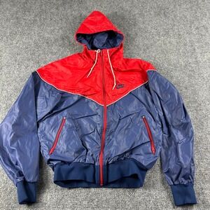 Nike Windbreaker Jacket Mens M Blue Red Vintage 80's Windrunner Full Zip Hooded